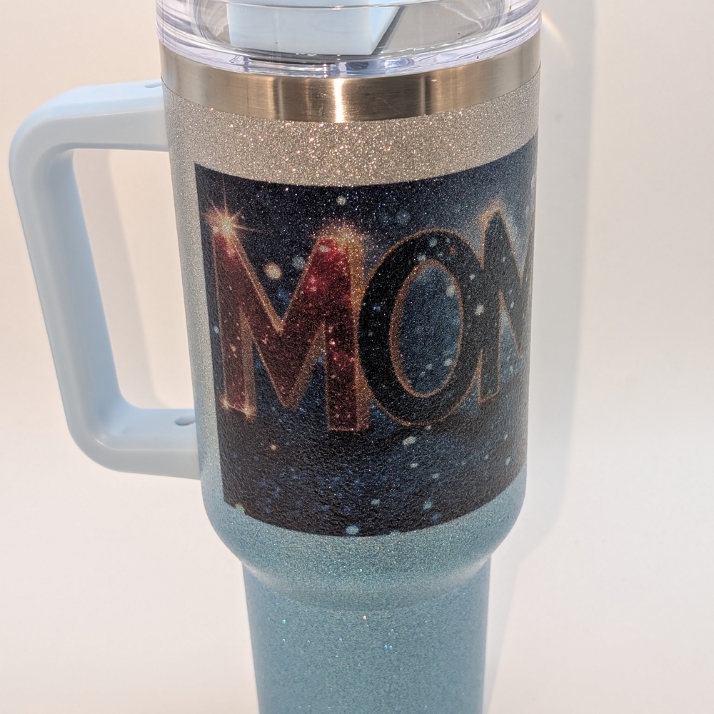 Glitter Blue '#MomLIFE Insulated Travel Tumbler - 40oz (New)
